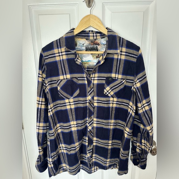 Pladra Womens Large Every Day Flannel Shirt Slate Blue Outdoor Cottage Gorpcore - Picture 4 of 13